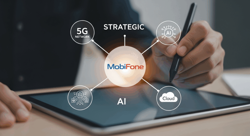 Sơ đồ chiến lược công nghệ 5G và chuyển đổi số của lãnh đạo MobiFone.